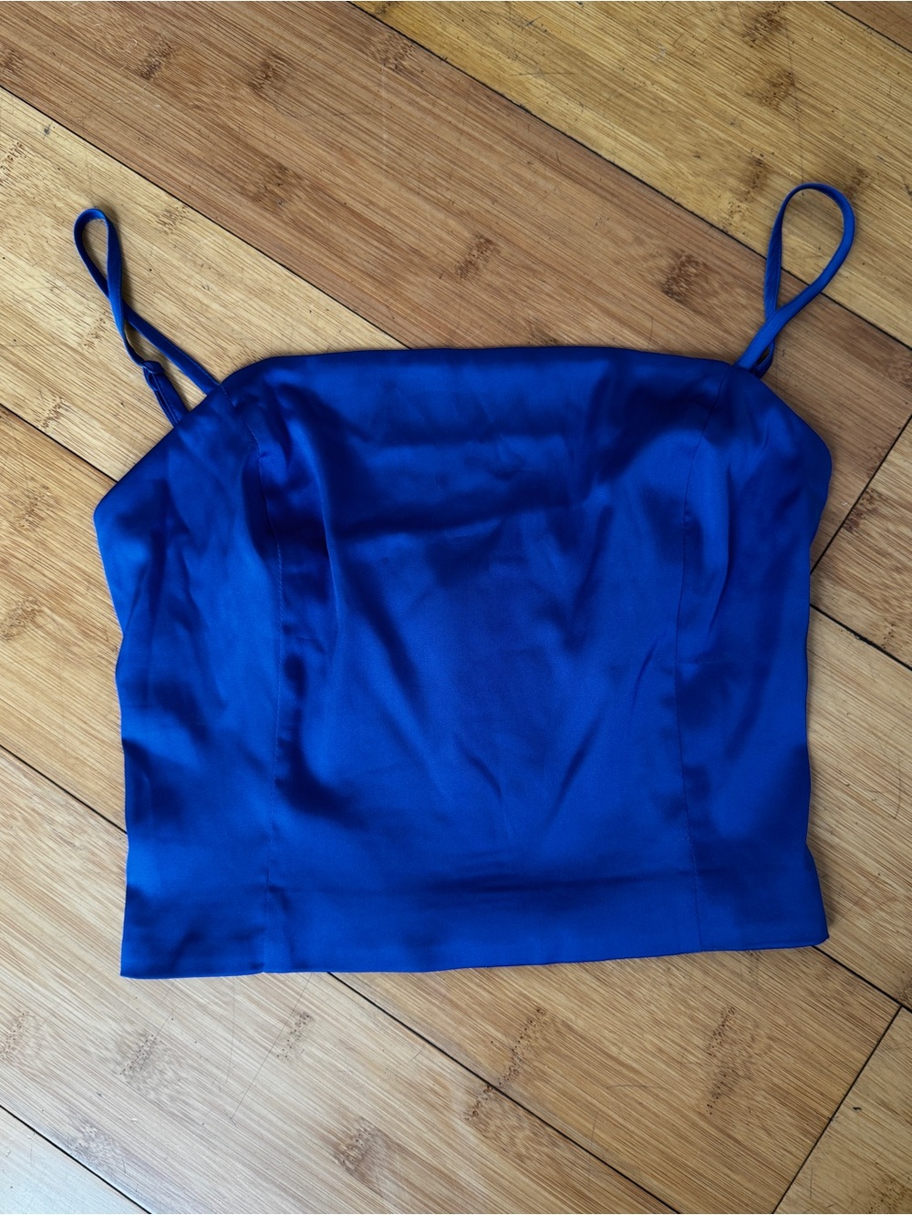 SYNDAY BEST Aritzia satin stretchy Cami Crop Top – Cobalt Blue